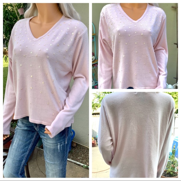 🎉HP🎊 NWOT 16/18 Kathy Lee Blush Sequined Sweater - Picture 5 of 8
